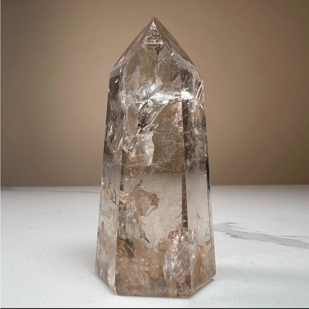 Smoky Quartz Tower, Natural Crystal Point Tower